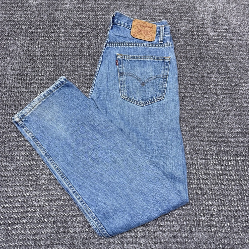 Levi's 505 Jeans Men's 34x32 Light Wash Relaxed Fit Straight‎ Leg Denim Y2K